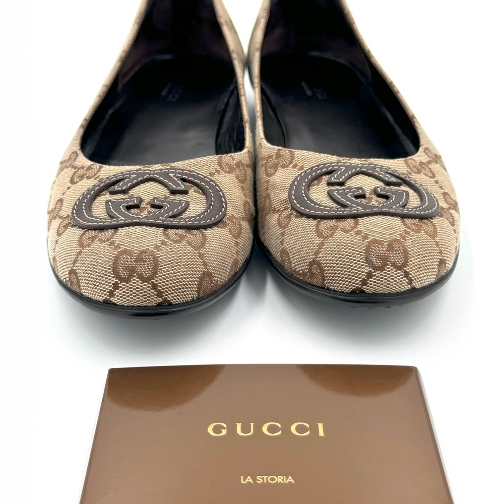 Brand New Gucci Women's Brown monogram flats